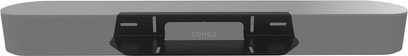 Soporte mural Cavus CMSBF negro para barra de sonido SONOS Beam, vista frontal, forma rectangular alargada, acabado negro mate