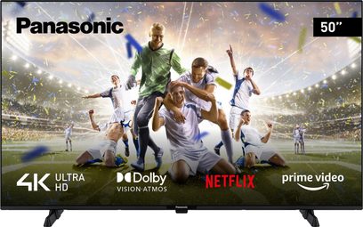 Reklama na televízor Panasonic TX-50MX610E 4K zobrazujúca športovú scénu s hráčmi v akcii