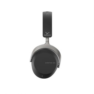 Ασύρματα ακουστικά hifi Bluetooth Aventho 300 μαύρα, αριστερή πλευρική όψη, μαύρο στήριγμα κεφαλής με ορατό λογότυπο, κυκλικό μαύρο ακουστικό.