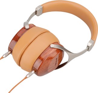 Geschlossener Sivga Robin SV021 Holz-Kopfhörer aus lackiertem Palisanderholz, mit beigem Kopfbügel und Ohrpolstern, Seitenansicht von links