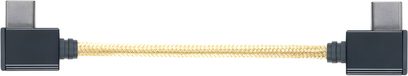 USB 3.0 Type-C til Type-C-kabel fra iFi Audio, beige flettet kappe, sorte vinkelformede stik og metalender, frontvisning