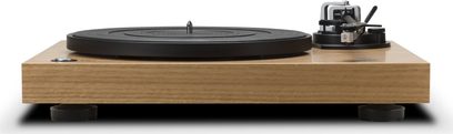 Platine vinyle Roberts RT100 en bois clair avec plateau noir, bras de lecture et boutons de contrôle, vue de face