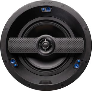 Russound IC-820 loftsindbygget højttaler, rund, perforeret metalgitter, 2 højttalere, sort plastik