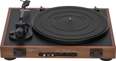 Giradischi Thorens TD 402 DD finitura rovere, piatto e braccio neri, vista dall'alto
