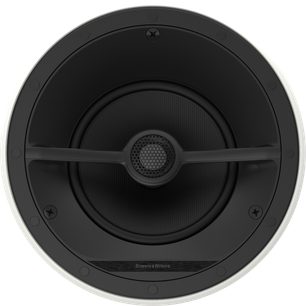 Zapuštěný stropní reproduktor Bowers & Wilkins CCM7.5 S2 černý, pohled zepředu, černá mřížka s centrálním reproduktorem