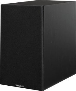 Altavoz de estantería Paradigm Premier 120B v2 negro con rejilla frontal vista en tres cuartos