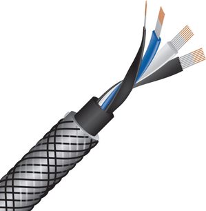 Analog RCA-lydkabel Wireworld Silver Eclipse 10 med sølvfarvet flettet kappe, flerfarvede afisolerede ledere og synlige isolatorer
