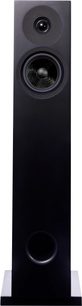 Gulvhøjttaler Davis Acoustics Courbet nr. 4 mat sort, frontvisning, cirkulær diskant, mellem-bas højttaler, bass-reflex port