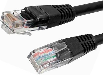 5 meter sort Ethernet RJ45-kabel, HCS Initial Ethernet-model, gennemsigtige stik