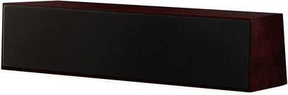 Paradigm Founder 90C center channel speaker in dark cherry, front view, horizontally elongated rectangular shape, dark wood