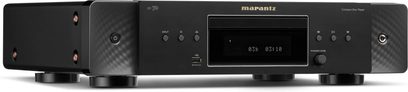 Marantz CD 70 must hi-fi CD-mängija, must, eestvaade keskse ekraani ja esipaneeli juhtnuppudega