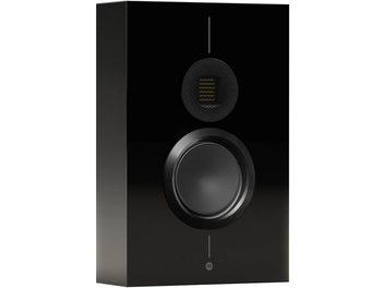 Głośnik ścienny Monitor Audio Gold On-Wall 6G czarny lakierowany, widok z przodu, okrągła górna kratka, głośnik centralny