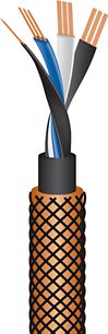 Wireworld Eclipse 8 RCA-lydkabel 1,5 m, sort og orange kappe, forgyldte RCA-stik, synlig blå og grå fletning