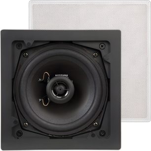 Indbygget loftshøjttaler ArtSound FL101 sort, kvadratisk, aftageligt hvidt gitter set forfra
