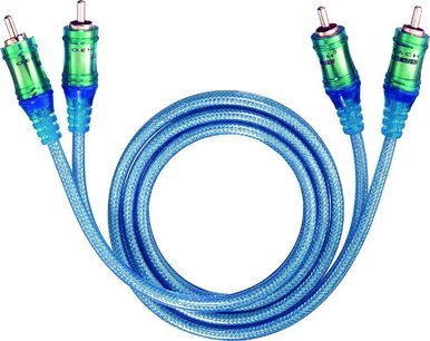 RCA-lydkabel Oehlbach NF Set Ice blue 1m 92020 blå transparent flettede, 4 grønne og blå RCA-stik