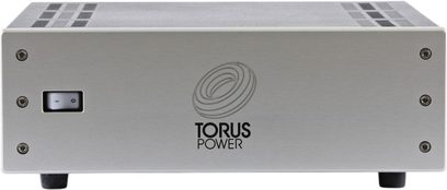 Τροφοδοτικό Torus Power RM 8 CE σε μετωπική όψη, ασημί ορθογώνια θήκη με κεντρικό λογότυπο και διακόπτη στα αριστερά