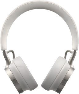 Căști hifi wireless Beyerdynamic Aventho 100 crem, vedere din față, bandă de susținere și cupe bej din plastic mat cu brațe metalice satinate, pernițe plate căptușite și buton rotund discret pe casca dreaptă