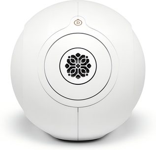 Cassa DEVIALET Phantom Ultimate 108 dB Opéra de Paris, scocca bianca in plastica, griglia frontale nera, vista frontale