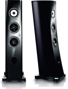 To sorte Pioneer S-3EX-W gulvhøjtalere set forfra med synlige højttalerenheder og stabiliseringsfødder