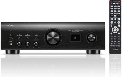 Hi-fi stereo zesilovač Denon PMA-1700NE černý, přední panel s tlačítky, ovládacími kolečky, LCD displejem, sluchátkovým výstupem a USB portem