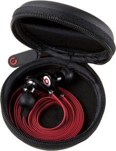 Auricolari in-ear neri Monster Beats Tour con telecomando integrato, cavo rosso e inserti in silicone