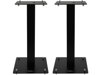 Enova HIFI MAJESTY 50 BL μαύρο, δύο ορθογώνιες βάσεις ηχείων, όψη από μπροστά, τετράγωνες άνω και κάτω πλάκες