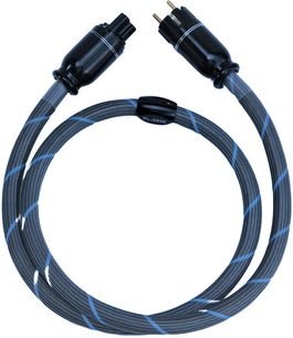 Bada PL5000 1.5m power cable, blue braided sheath, angled IEC and power plugs