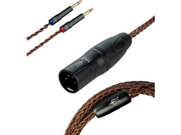 Cavo audio Meze Audio Cavo premium in rame PCUHD XLR 4 pin, connettori XLR e jack da 6,35 mm, guaina intrecciata marrone, 2 m
