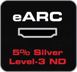 HDMI-kabel Audioquest Carbon 48Gbps 3m, forsølvet HDMI-stik, hvid tekst "eARC 5% Silver Level-3 ND" på sort baggrund
