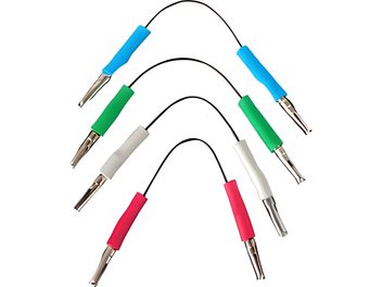 Set med 4 Cardas Headshell Clear PCCER pickup-kablar, svarta ledningar och färgade metallkontakter