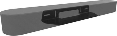 Sort vægbeslag Cavus CMSBF til SONOS Beam soundbar, set forfra, aflang form med central udskæring