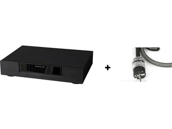 Acondicionador de corriente GigaWatt PowerPrime negro, 4 tomas, pantalla LCD, cable LC-2 EVO de 1,5 m, vista en ángulo