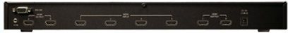 Lindy 38044 sort HDMI-matrix 4x4, forside, 8 HDMI-hunstik, LED-indikatorer og trykknapper