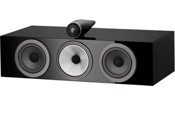 Altavoz central Bowers & Wilkins HTM71 S3 negro lacado con tres altavoces en la parte frontal y tweeter en la parte superior