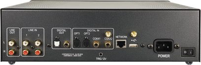Atoll Electronique Mini Streamer MS120 sølv, bakside, lyd- og nettverkskontakter