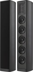 Piega Coax 611 sort hi-fi gulvhøjttalere, slankt design, front med bånddiskant og fire højttalere