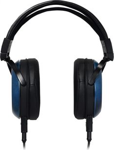 Fostex TH-1100RP Mk2 hi-fi-hovedtelefoner set forfra, sort dobbeltbøjle, lukkede blå ørekopper, tykke sorte ørepuder