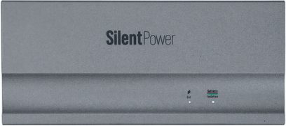 iFi Audio USB iPurifier Pro gris métal, vue de dessus, logo SilentPower, LED Ext et Galvanic Isolation