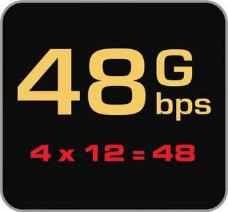 HDMI-kabel Audioquest Cinnamon 48Gbps 4x12=48 bps, længde 2 meter, på sort baggrund, gul og rød tekst