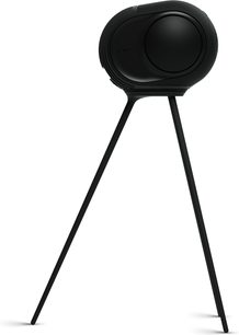 DEVIALET LEGS sort trebensstativ i tripodform med oval, mat sort base og slanke sorte ben, set forfra