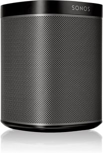 Enceinte sans fil connectée Sonos Play 1 noir, cylindrique, grille métallique noire, base et sommet noirs brillants