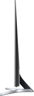 Samsung UE55KU6470UXZF fladskærms-TV, set fra siden, med sølvfarvet X-formet fod, sort ramme og bagside