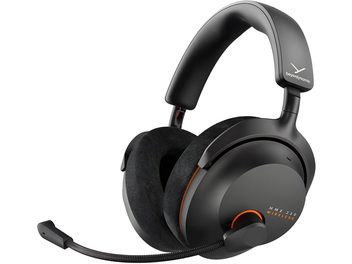 Căști de gaming wireless Beyerdynamic MMX 230 negre cu microfon pe braț, bandă de susținere căptușită și butoane portocalii