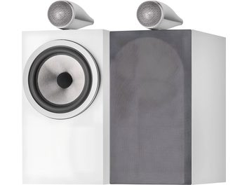 Coppia di diffusori da scaffale Bowers & Wilkins 705 S3 bianco satinato con tweeter superiore e griglia grigia