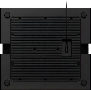 Sony BRAVIA Theatre Sub 9 sort subwoofer, set nedefra med riflet base, runde fødder og kabel