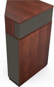 Акустична колонка Klipsch Khorn AK7 Auburn з обробкою дерева American Auburn та текстурованою передньою решіткою, вид під кутом