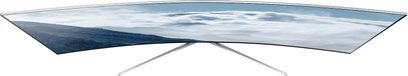 Samsung UE65KS9000 ultrafladskærms-TV, buet skærm, sølvfarvet smal ramme, let skråt forfra-perspektiv