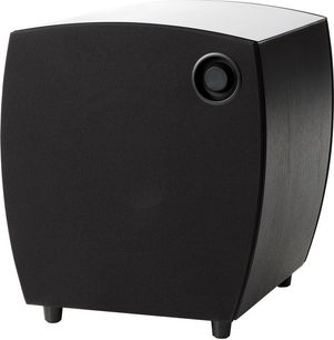 Jamo Sub C80 sort baskabin, set forfra, afrundet kubisk form, mat sort finish, central rund højttaler