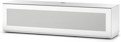 Wit TV-meubel Sonorous Studio STA160I-WHT-WHT, vooraanzicht, hoogglans gelakt front, open centraal vak