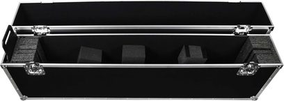Flight-case pentru ecran Power Acoustics Flight écran 65 SR, deschis, negru cu margini argintii și suporturi interioare